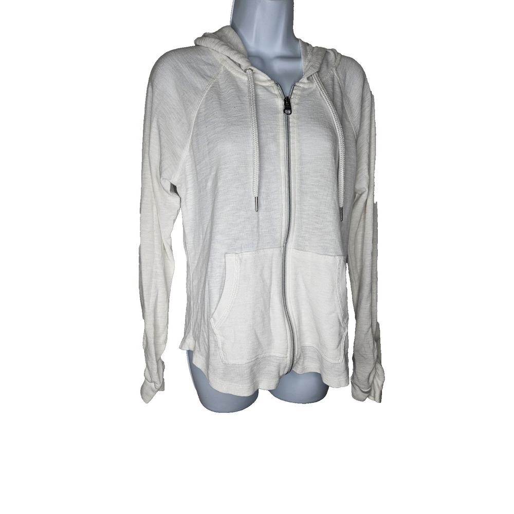 Calvin Klein Performance Waffle Knit Zip Hoodie White Athleisure M Cozy Chic